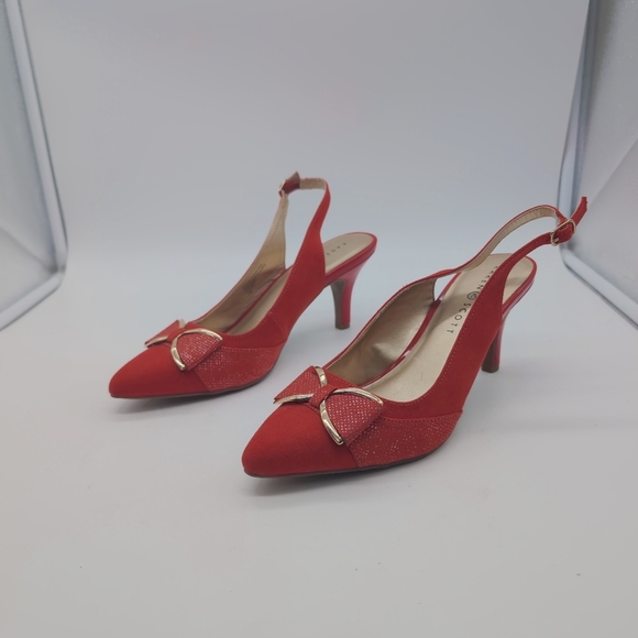 Karen Scott Sz 9.5 Elegant Red Slingback Heels Gladiss - Picture 6 of 9